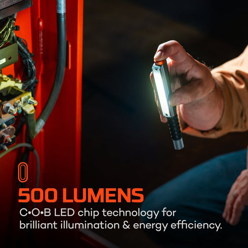 NEBO Lil Larry 500 Flex Work Light, 500 Lumen USB-C Rechargeable COB Pocket Light, IPX7 with Magnetic Base