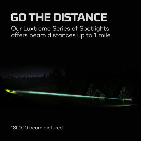 NEBO Luxtreme SL100 LEP Spotlight, 1.6 km Beam Rechargeable Search Light with 500 Lumen Flood and 12V Charger
