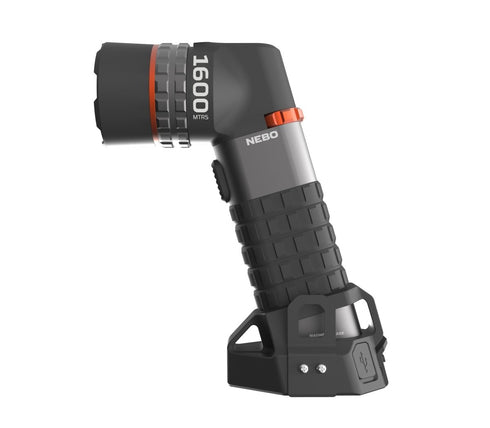 NEBO Luxtreme SL100 LEP Spotlight, 1.6 km Beam Rechargeable Search Light with 500 Lumen Flood and 12V Charger