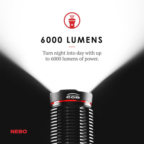 NEBO Redline 6000 Lumen High Power Flashlight with USB - Tactical & Long - Range Illumination