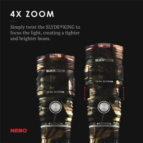 NEBO Slyde King 500 Lumen Rechargeable Flashlight - Extendable & Bright Torch for Emergencies