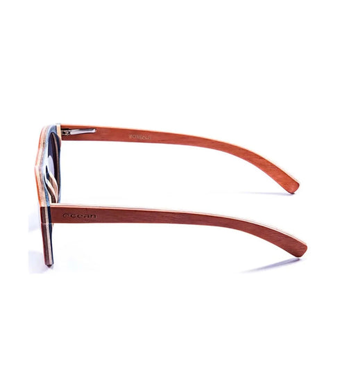 Ocean Fiji Wood Brown Sunglasses, Unique Wooden Frame Polarized Eyewear for Beach & Boating