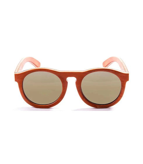 Ocean Fiji Wood Brown Sunglasses, Unique Wooden Frame Polarized Eyewear for Beach & Boating