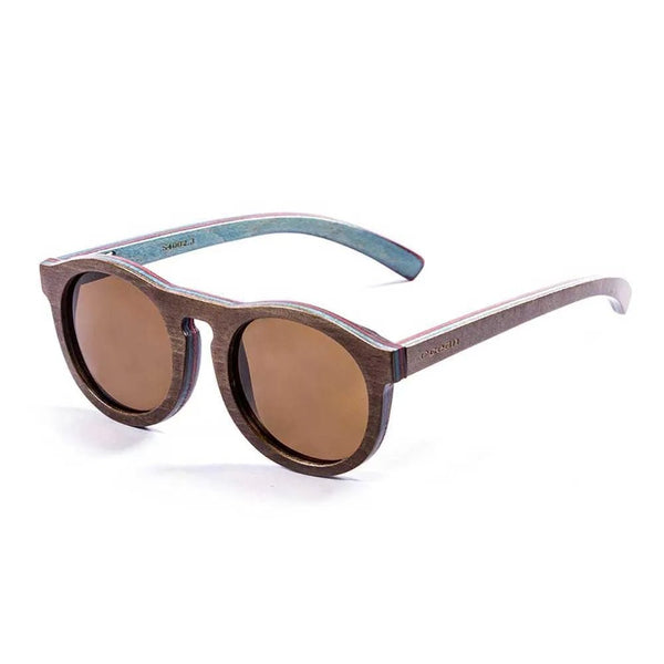 Ocean Fiji Wood Brown Sunglasses, Unique Wooden Frame Polarized Eyewear for Beach & Boating