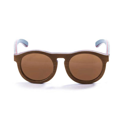 Ocean Fiji Wood Brown Sunglasses, Unique Wooden Frame Polarized Eyewear for Beach & Boating