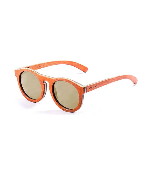 Ocean Fiji Wood Brown Sunglasses, Unique Wooden Frame Polarized Eyewear for Beach & Boating