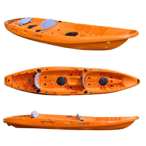 Ocean Twin Double Paddle Kayak SK-36, 2-Person Sit-On-Top Kayak with Rear Wheel and 2 Paddles