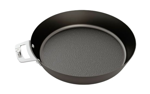 Outdoorchef Carbon Steel Pan 28 cm, Hammered Grill Pan with Detachable Handle for Grill, Hob and Induction