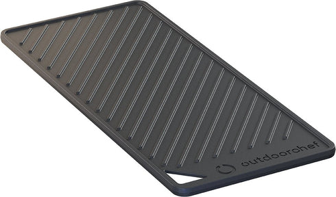 Outdoorchef Cast Iron Griddle Heat, Reversible Enamelled Grill Plate with Smooth and Ribbed Sides for HEAT Grills