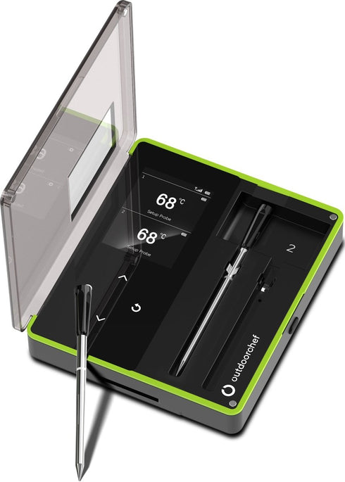 Outdoorchef Easy Check Wireless BBQ Thermometer Dual, 2 Bluetooth Probes with 200 m Range and Dock