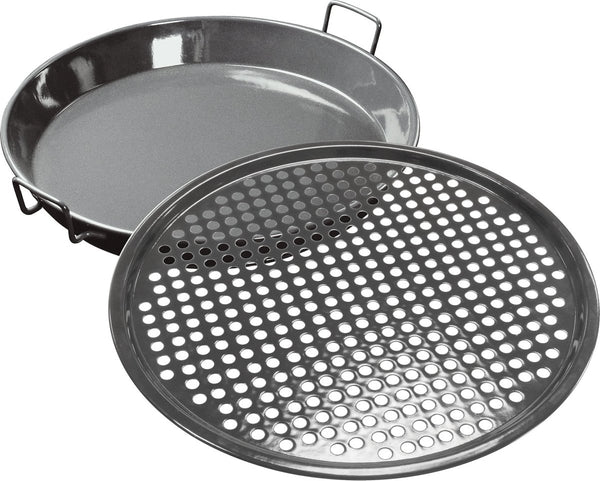 Outdoorchef Gourmet Set 480/570, 2-Piece Enamelled Gourmet Pan and Perforated Baking Plate for Kettle Grills