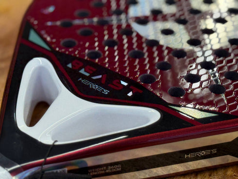 Heroe's Beast 2026 Padel Racket in red, close-up detail