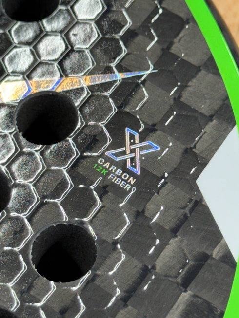 Heroe's Predator LTD 2026 Padel Racket in black and green, close-up detail