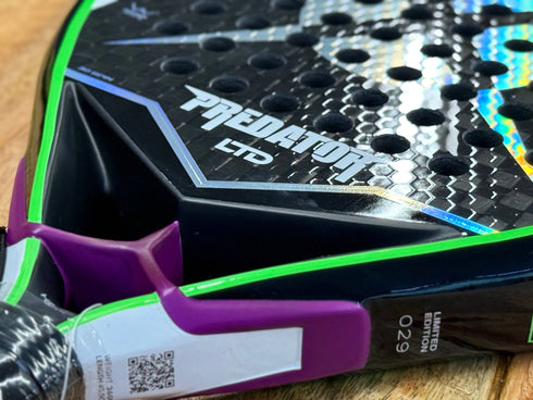 Heroe's Predator LTD 2026 Padel Racket in black and green, close-up detail