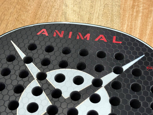 Heroe's Animal 2026 Padel Racket in black and blue, close-up detail