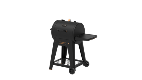 Pit Boss Onyx Lexington Charcoal Grill, Barrel BBQ with 3503 cm2 Two-Tier Cooking Area and Side Shelf