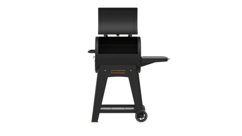 Pit Boss Onyx Lexington Charcoal Grill, Barrel BBQ with 3503 cm2 Two-Tier Cooking Area and Side Shelf