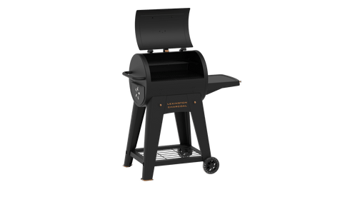 Pit Boss Onyx Lexington Charcoal Grill, Barrel BBQ with 3503 cm2 Two-Tier Cooking Area and Side Shelf