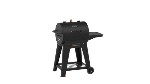 Pit Boss Onyx Lexington Charcoal Grill, Barrel BBQ with 3503 cm2 Two-Tier Cooking Area and Side Shelf