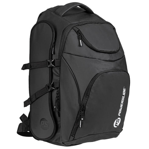 Powerslide Circuit Skate Backpack Black, 38.5 L Inline Skate Bag with Outside Skate Holder and Helmet Compartment