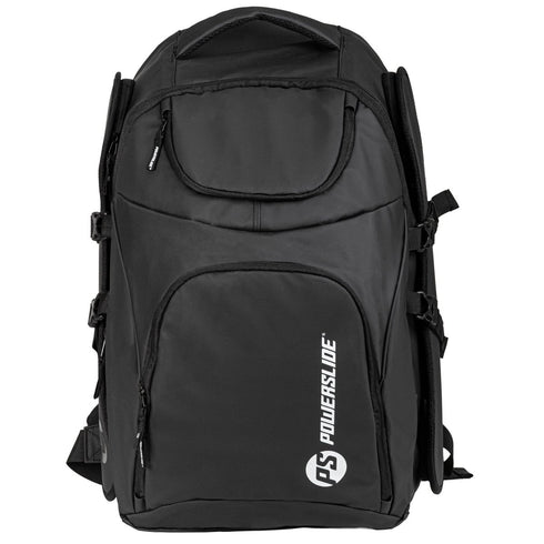 Powerslide Circuit Skate Backpack Black, 38.5 L Inline Skate Bag with Outside Skate Holder and Helmet Compartment