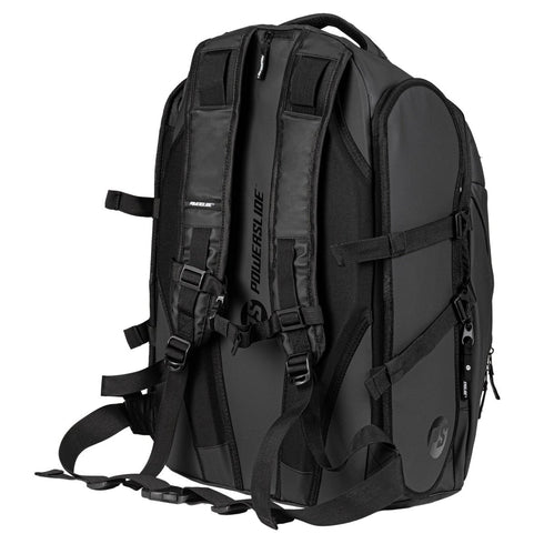 Powerslide Circuit Skate Backpack Black, 38.5 L Inline Skate Bag with Outside Skate Holder and Helmet Compartment
