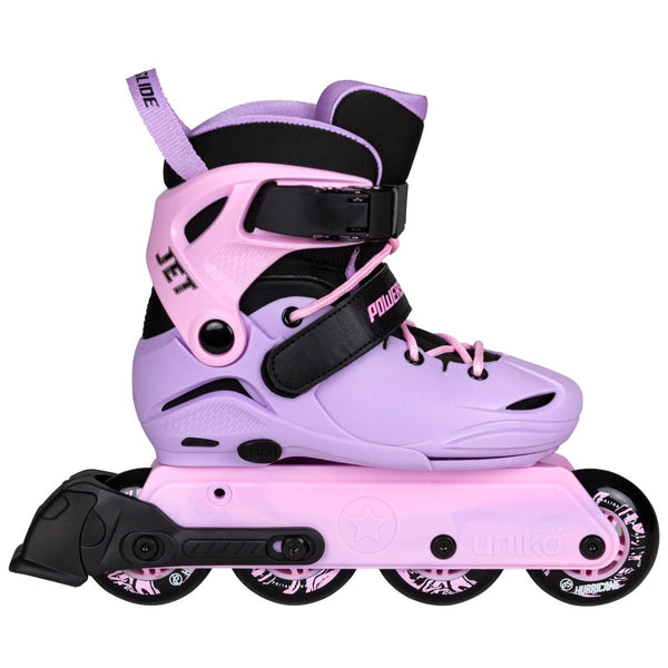 Powerslide Jet Lavender Kids Adjustable Inline Skates, 4-Size Adjustable Hardboot Skates with Hurricane Wheels