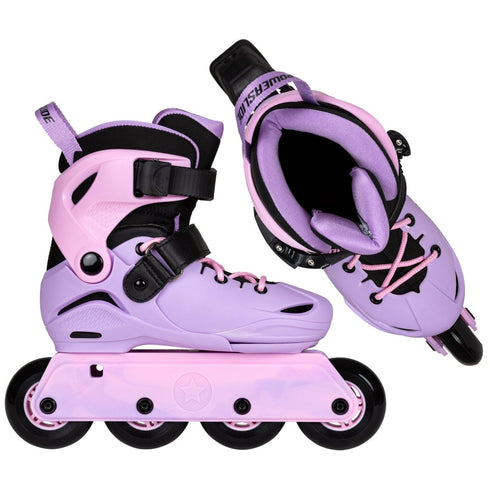 Powerslide Jet Lavender Kids Adjustable Inline Skates, 4-Size Adjustable Hardboot Skates with Hurricane Wheels