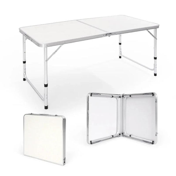 ProCamp Foldable Dining Table, Silver Aluminum Top, Lightweight Portable Frame, Suitable for Camping/Garden Parties