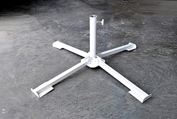 Procamp Foldable Umbrella Base (White), a stable, portable white base that folds down for easy storage of patio umbrellas.