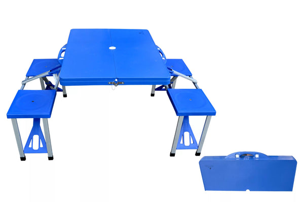 Procamp Plastic Folding Picnic Table, a compact and affordable portable table for camping and outdoor picnics.