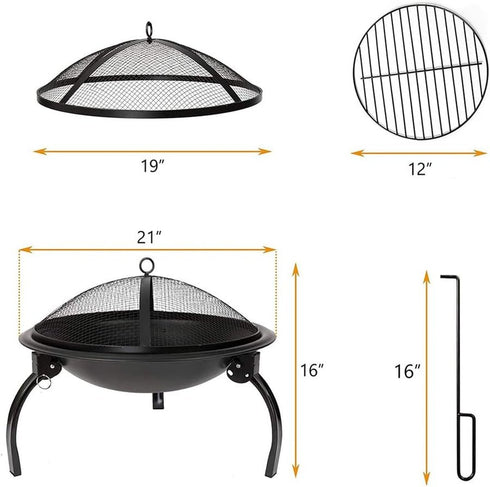 Procamp Round Folding Fire Pit for camping