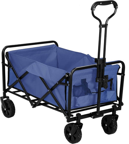 Procamp folding outdoor wagon/trolley, shown with wheels, a fabric body, and a pull handle for transporting gear.