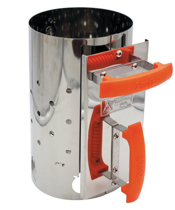 ProQ Stainless Chimney Starter, an efficient and safe tool for quick charcoal ignition for BBQ enthusiasts.