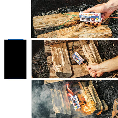Pull Start Fire Single Unit, Pull String Instant Fire Starter for Campfires, Fire Pits and Emergency Kits
