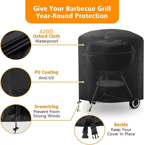 PureFire 57 cm Kettle Grill Cover, Waterproof UV Resistant Cover for the PureFire Master Kettle Charcoal Grill