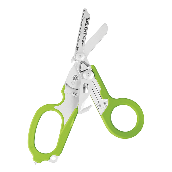 Leatherman Raptor Rescue Multi-Tool, an advanced folding tool with six specialized components for rescue operations.
