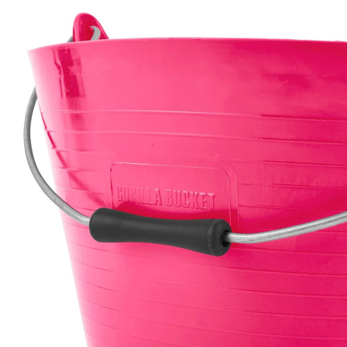 Red Gorilla Flexible Gorilla Bucket in Pink, Fold Flat Polyethylene Bucket with Easy Grip Handle for Stable Use
