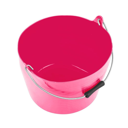 Red Gorilla Flexible Gorilla Bucket in Pink, Fold Flat Polyethylene Bucket with Easy Grip Handle for Stable Use