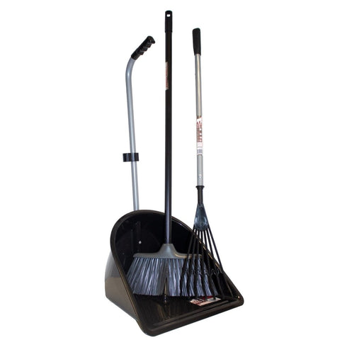 Red Gorilla Garden Companion Set in Black, Tidee Scoop, Super Rake and Poly Yard Broom for Garden Clean Up