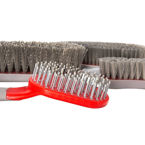 Red Gorilla Horse Grooming Dandy Brush, Stiff Bristle Brush for Dried Mud and Debris on Legs, Mane and Tail