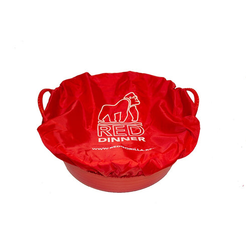 Red Gorilla Medium Tub Cover Breakfast and Dinner Set, Two Feed Tub Covers to Keep Dust and Insects Off Feed