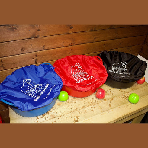 Red Gorilla Medium Tub Cover Breakfast and Dinner Set, Two Feed Tub Covers to Keep Dust and Insects Off Feed