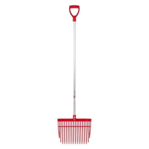 Red Gorilla PC Bedding Fork with D Handle in Red, Polycarbonate Tine Mucking Out Fork for Shavings Bedding