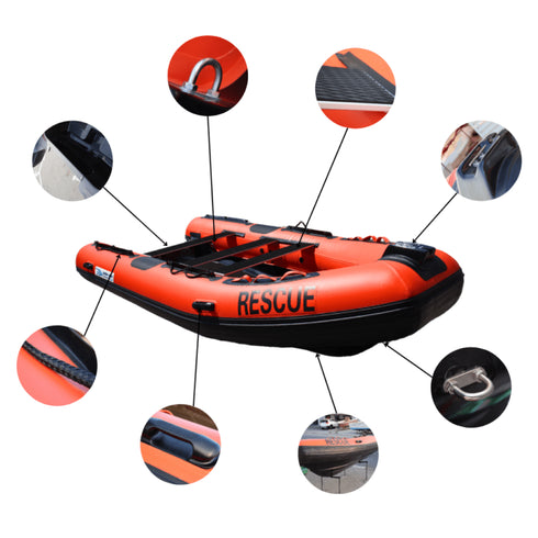 Rescue Dinghy Boat 2026, Heavy Duty Inflatable Dinghy with 3 Air Chambers, Oars, Aluminium Seat and Pump
