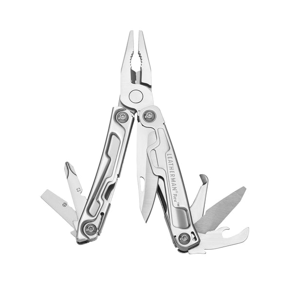 Leatherman Rev Multi-Tool (Peg Packaging), a compact and versatile tool with an outside-accessible blade.