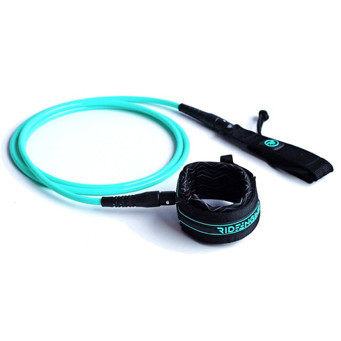 Ride Engine Comp Leash 6 ft, Lightweight 7 mm Surf Leash with Rotating Ankle Cuff and Rail Saver