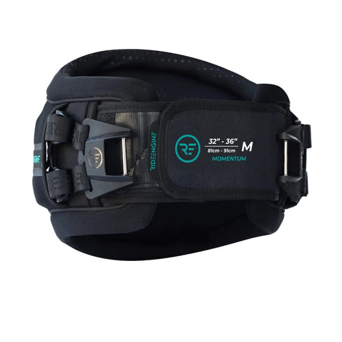 Ride Engine Momentum V2 Harness Black, Lightweight Soft Shell Kite Waist Harness with Lumbar Lock Support Plate