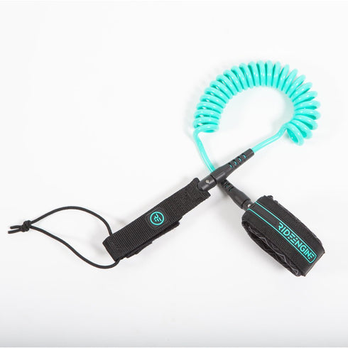 Ride Engine Recoil Leash 8 ft, Coiled 7 mm SUP, Foil and Wing Board Leash with Rotating Ankle Cuff