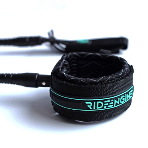 Ride Engine Recoil Leash 8 ft, Coiled 7 mm SUP, Foil and Wing Board Leash with Rotating Ankle Cuff